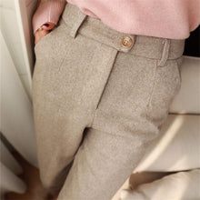 Load image into Gallery viewer, 2025 Women&#39;s High Waist Elegant Black Harem Wool Pants for Fall/Winter
