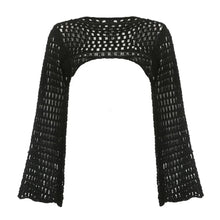 Load image into Gallery viewer, Y2K Crochet Shrug – Hollow Out Crop Sweater
