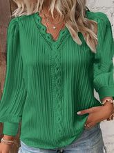 Load image into Gallery viewer, Elegant Lace V-Neck Blouse – Summer Long Sleeve Top
