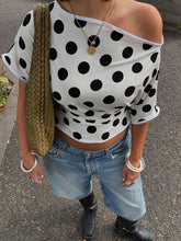 Load image into Gallery viewer, 2025 One Shoulder Polka Dot T-shirt - Sexy Casual Streetwear

