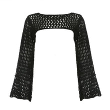 Load image into Gallery viewer, Y2K Crochet Shrug – Hollow Out Crop Sweater
