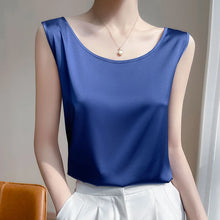 Load image into Gallery viewer, Elegant Satin Silk Tank Top – Sleeveless O-Neck Camisole Blouse for Women
