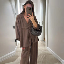 Load image into Gallery viewer, 2025 Spring Summer Women’s Casual Cotton Linen Pants Set
