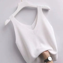 Load image into Gallery viewer, 2025 Plus Knit V-Neck Ice Silk Tank Top - Women&#39;s Elegant Casual Cami
