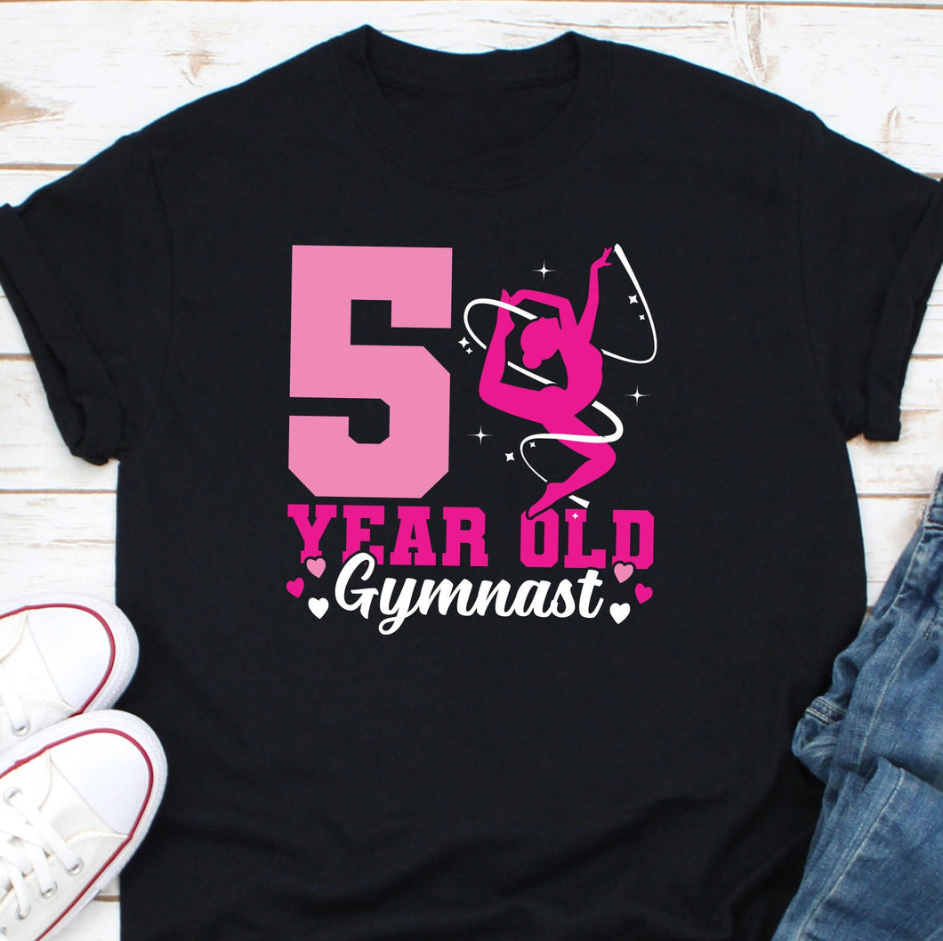 a t - shirt with the number five year old gymnastics