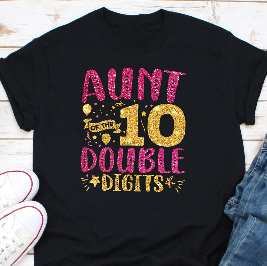 a black t - shirt with the words'10th birthday'printed on it