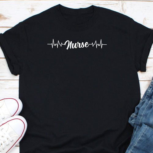 a black t - shirt with the word nurse on it