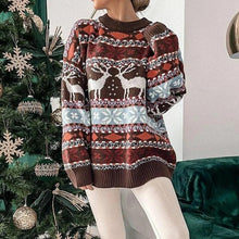 Load image into Gallery viewer, Pullover Christmas Sweater Women - Reindeer Ugly Sweater
