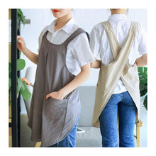 Load image into Gallery viewer, Cross Back Apron With Pockets - Japanese Style Basic Linen Apron
