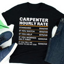 Load image into Gallery viewer, Carpenter Shirt, Carpenter Hourly Rate, Wood Working Labor Rates, Carpentry Cutting Wood Tee
