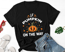 Load image into Gallery viewer, Lil Pumpkin on the way Maternity Shirt - Halloween Pregnancy Announcement Shirt
