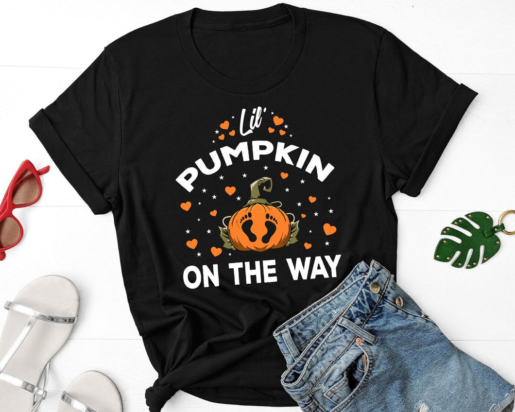 Lil Pumpkin on the way Maternity Shirt - Halloween Pregnancy Announcement Shirt