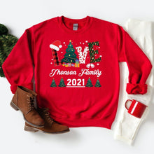 Load image into Gallery viewer, Love Johnson Family 2021 Sweatshirt, Personalized Family Christmas Sweater, Sweatshirt 2021 Xmas Sweater

