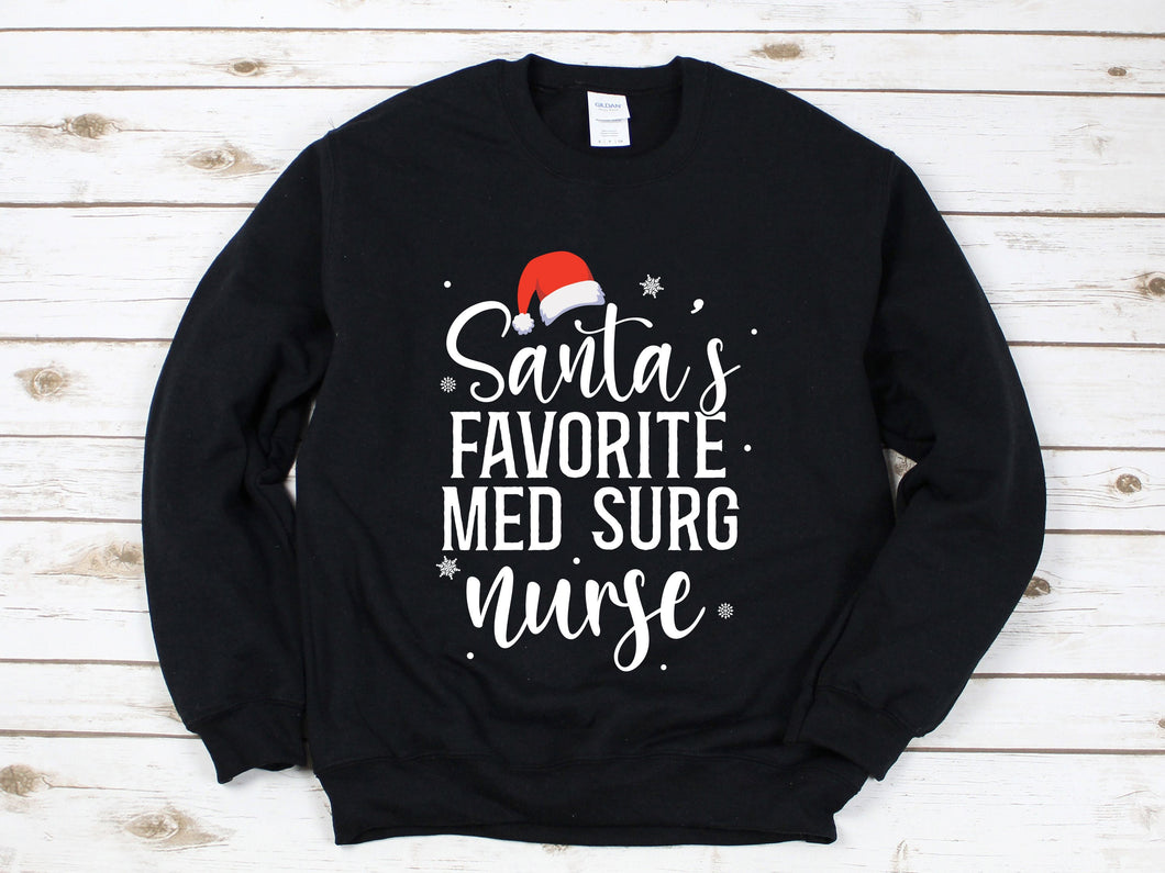 Santa's Favorite Med Surg Nurse Sweatshirt, Surgical Nurse Christmas Sweatshirt