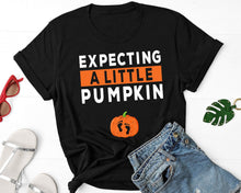 Load image into Gallery viewer, Expecting A Little Pumpkin T Shirt, Halloween Shirt Halloween Maternity Shirt Pumpkin Maternity Shirt
