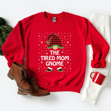 Load image into Gallery viewer, The Tired Mom Gnome Sweatshirt, Super Tired Mom, Buffalo Plaid, Gnome Christmas Sweater
