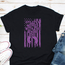 Load image into Gallery viewer, Epilepsy Messed With The Wrong Girl Shirt, Epilepsy Awareness Shirt, Purple Ribbon Shirt
