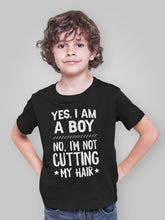 Load image into Gallery viewer, Yes, I Am A Boy No, I&#39;m Not Cutting My Hair Shirt, Funny Long Hair Shirt, Boy Long Hair

