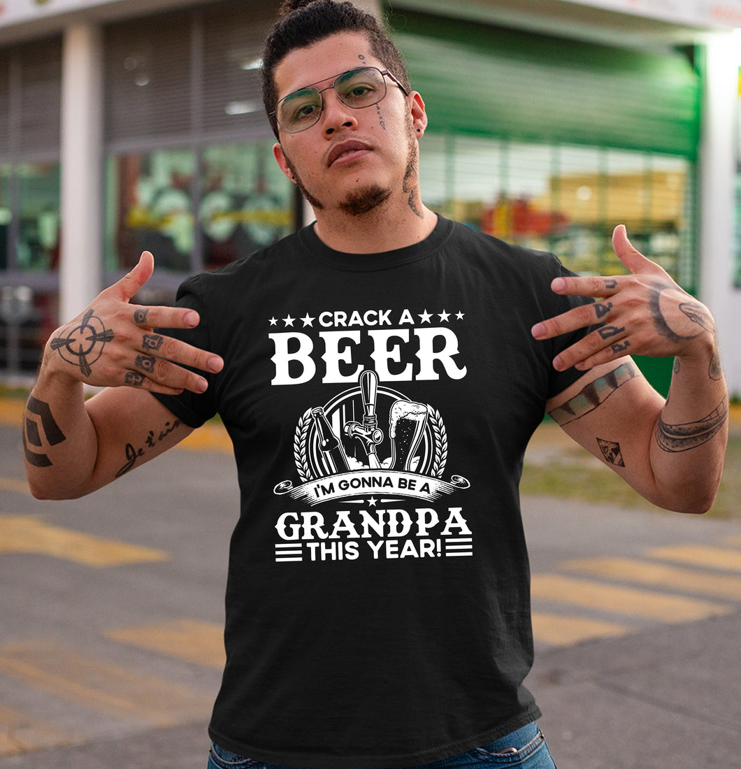 Crack A Beer I'm Gonna Be A Grandpa This Year Shirt, Grandpa Shirt, Future Grandpa Shirt