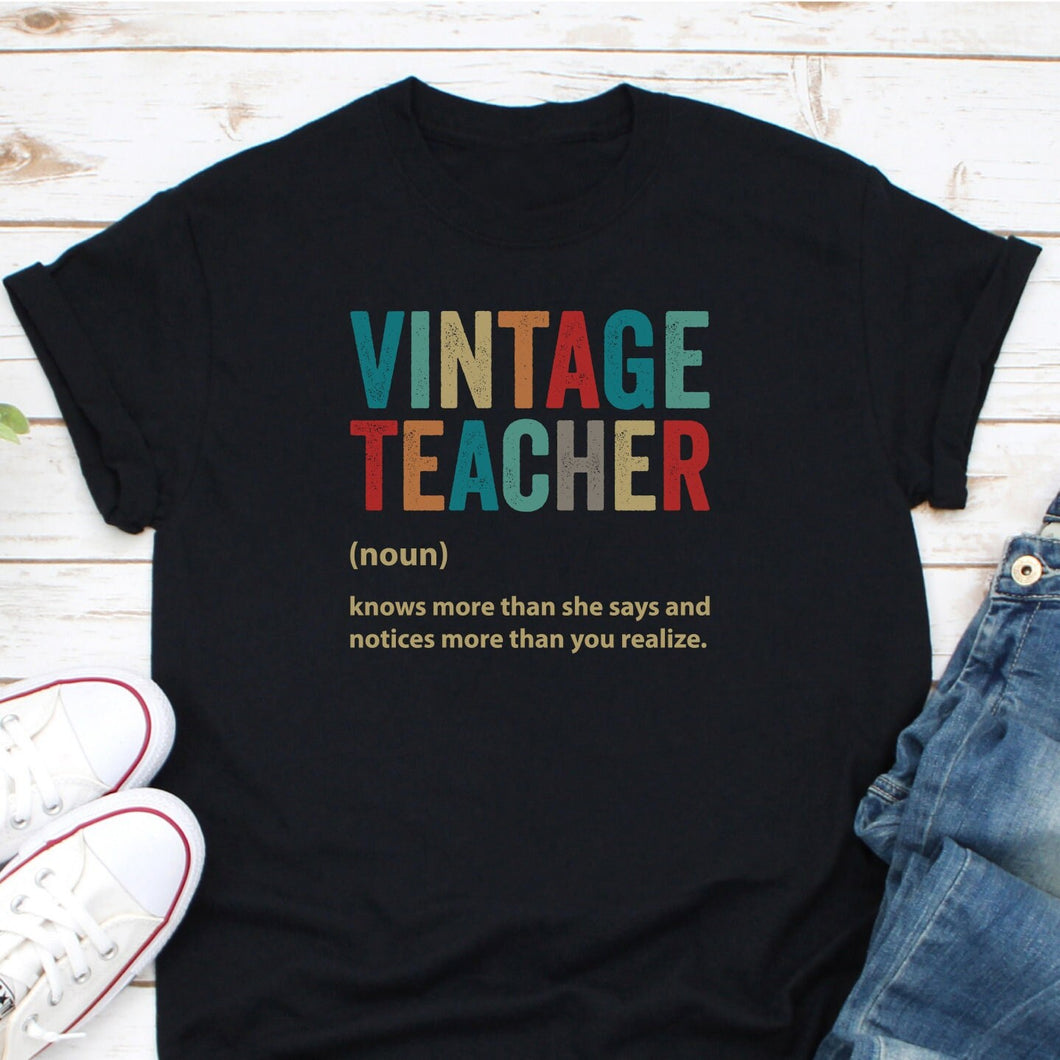 Vintage Teacher Shirt Definition Knows More Than She Say Shirt, Teacher Job Shirt Teacher Appreciation