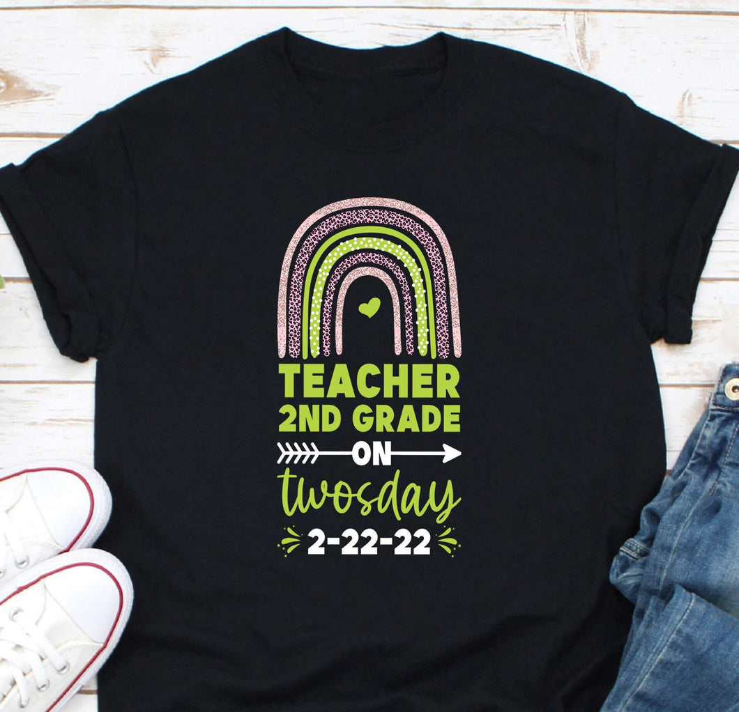 Teacher 2nd Grade On Twosday 2-22-22 Shirt, Twosday Teacher Shirt, Tuesday 2-22-22 Shirt, Numerology Date