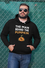 Load image into Gallery viewer, The Man Behind The Pumpkin T Shirt, Halloween Pregnancy Shirt Expecting Pumpkin Pregnancy Announcement
