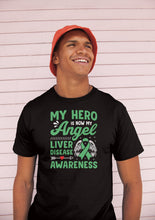 Load image into Gallery viewer, My Hero Is Now My Angel Shirt, Liver Disease Awareness Shirt, Cirrhosis Awareness Shirt
