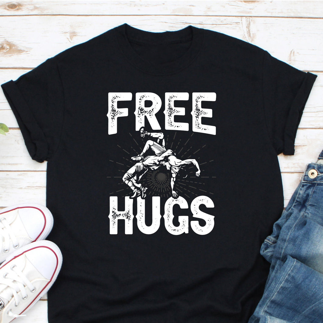 Free Hugs Wrestling Shirt, Wrestling Game Shirt, Wrestling Buddies Gift, Wrestling Lover Shirt