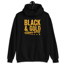 Load image into Gallery viewer, Black &amp; Gold Vibes Only Shirt, Black And Gold Game Day Group Shirt, High School Or College Sports Fan
