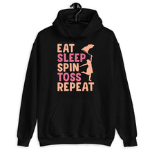 Load image into Gallery viewer, Eat Sleep Spin Toss Repeat Shirt, Color Guard Girl Shirt, Performer Girls Gifts, Tossing Flag Shirt
