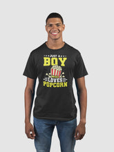 Load image into Gallery viewer, Just a Boy Who Loves Popcorn Shirt, Cinema Movie Watching Shirt, Popcorn Lover Shirt, Eat Pop Corn Shirt
