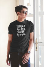 Load image into Gallery viewer, Designer By Day Gamer By Night, Graphic Designer Gift, Interior Designer T-shirt, Architect Shirt
