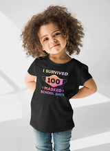 Load image into Gallery viewer, I Survived 100 Masked School Days T-Shirt, Happy 100th Day of School Shirt, 100 Days of School Gift
