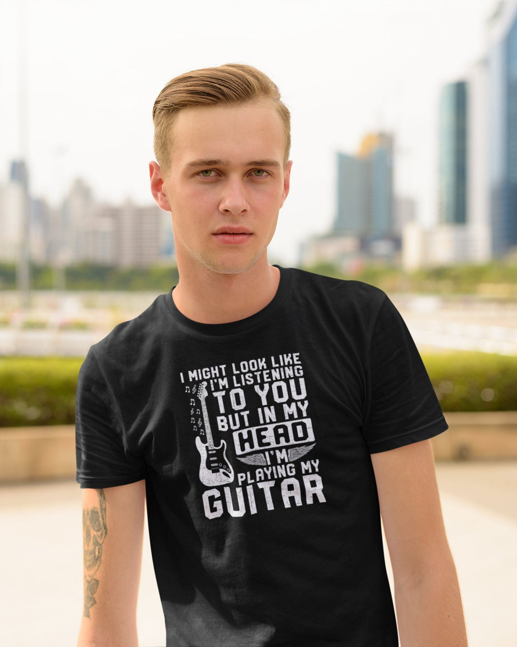 I'm Playing My Guitar Shirt, Guitar Player Gift, I Might Look Like I'm Listening To You But In My Head
