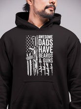 Load image into Gallery viewer, Awesome Dads Have Beards &amp; Guns Shirt, Dad Veteran US Flag Shirt, Beard Dad Shirt, Dads With Beards Shirt
