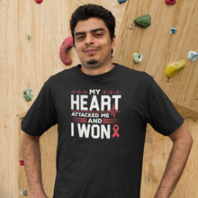 Load image into Gallery viewer, My Heart Attacked Me And I Won Shirt, Hearts Beating Shirt, Heart Disease Shirt, Heart Warrior Tee
