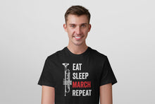 Load image into Gallery viewer, Eat Sleep March Repeat Shirt, Marching Band Gift, It&#39;s Marching Band Season,  Saxophone March Band Shirt
