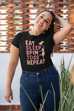 Load image into Gallery viewer, Eat Sleep Spin Toss Repeat Shirt, Color Guard Girl Shirt, Performer Girls Gifts, Tossing Flag Shirt
