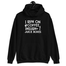 Load image into Gallery viewer, I Run On Coffee Insulin And Juice Boxes Shirt, Diabetes Awareness, Insulin Shirt, Shirt for Diabetic
