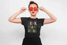 Load image into Gallery viewer, Drink Drank Drunk Shirt, Mardi Gras Shirt, Mardi Gras Celebration, Mardi Grass Festival Tee
