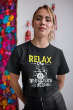 Load image into Gallery viewer, Relax The Drummer&#39;s Here Shirt, Drummer Band Shirt, Drummer Shirt, Musician Shirt, Drum Shirt
