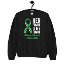 Load image into Gallery viewer, Her Fight Is My Fight Adrenal Cancer Awareness Shirt, Adrenal Cancer Warrior, Green Ribbon Shirt, Cortisol Cancer Tee
