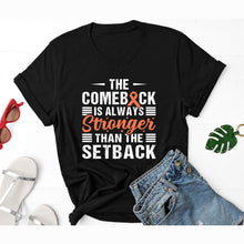 Load image into Gallery viewer, Kidney Cancer Shirt, The Comeback Is Always Stronger Than The Setback Shirt, Renal Cancer Shirt, Orange Ribbon Shirt
