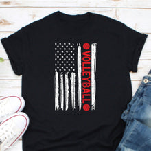 Load image into Gallery viewer, Volleyball American Flag Shirt, Volleyball Coach Shirt, Volleyball Player Shirt, Beach Volleyball
