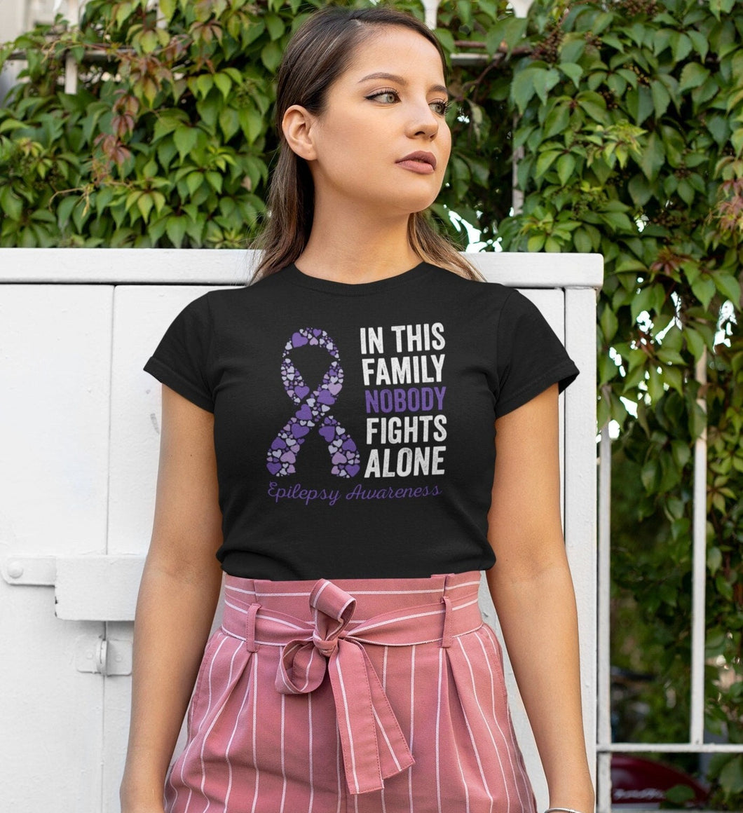 Epilepsy In This Family Nobody Fights Alone Shirt, Epilepsy Mom Shirt, Epilepsy Awareness Shirt