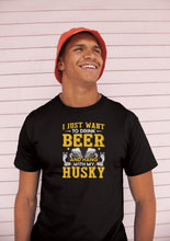 Load image into Gallery viewer, I Just Want to Drink Wine and Hang With My Husky Shirt, Wine Lover Gift, Proud Husky Owner T shirt
