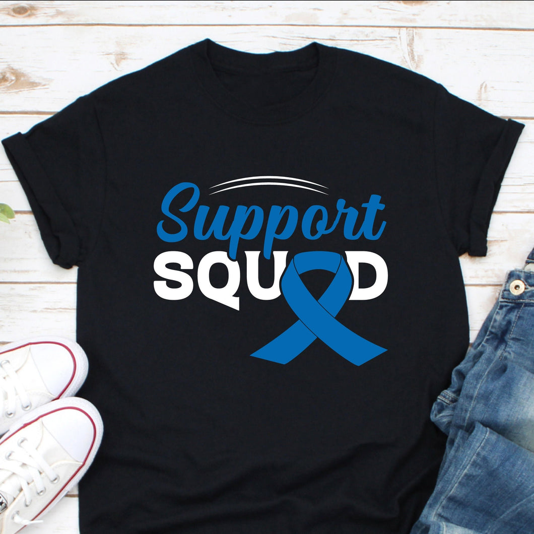 Colon Cancer Support Squad Shirt, Blue Ribbon Shirt, Colon Cancer Fighter Shirt, Colorectal Cancer Shirt