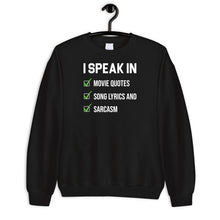 Load image into Gallery viewer, I Speak In Movie Quotes Song Lyrics And Sarcasm Shirt, Movie Quotes Shirt, Movie Fan Tee
