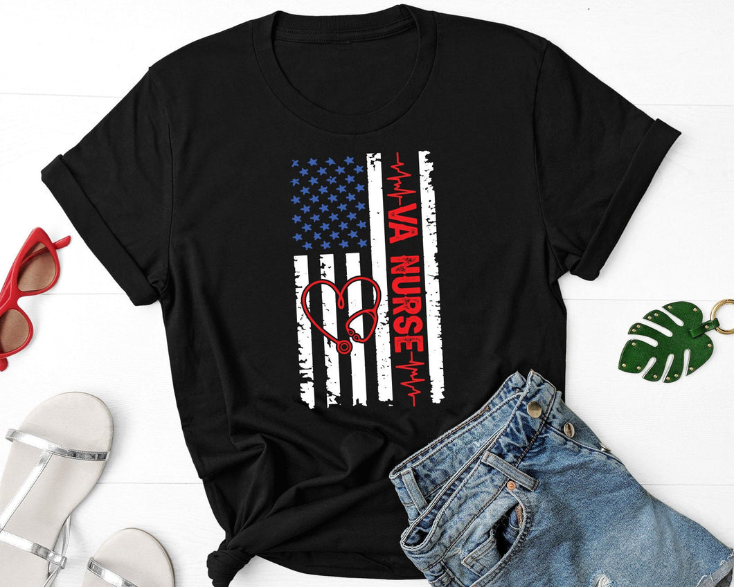American Flag VA Nurse Shirt, Patriotic Nurse Shirt, Fourth Of July Nurse Shirt, VA Nurse Patriotic Shirt