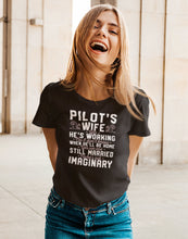 Load image into Gallery viewer, Pilot&#39;s Wife Yes He&#39;s Working Shirt, Pilot&#39;s Wife Shirt, Pilot Shirt, Job Helicopter Shirt
